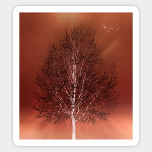 Fiery Winter Tree Sticker